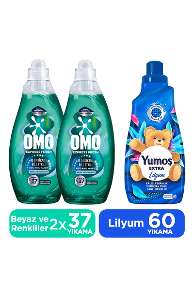 Yumoş Extra Konsantre Çamaşır Yumuşatıcı Lilyum 1440 ml x1 +Express Fresh Köt...