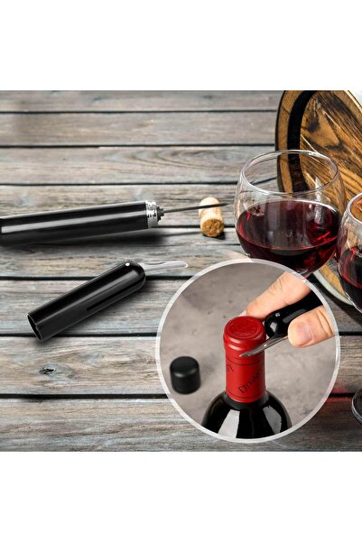 AB Luxury Concept Air pressure corkscrew, manual, with stainless steel needle, attached foil cutter, black
