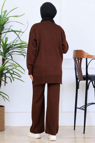 benguen Σετ πλεκτό με λεπτομέρεια φιόγκου S1106 Καφέ