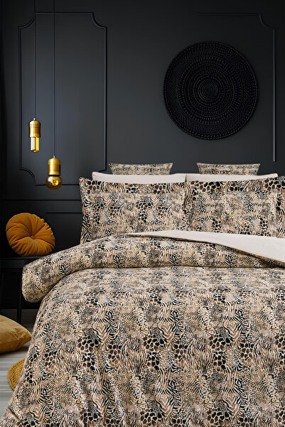 İQON Elastic Sheet Bedding Set Double Size Python Beige