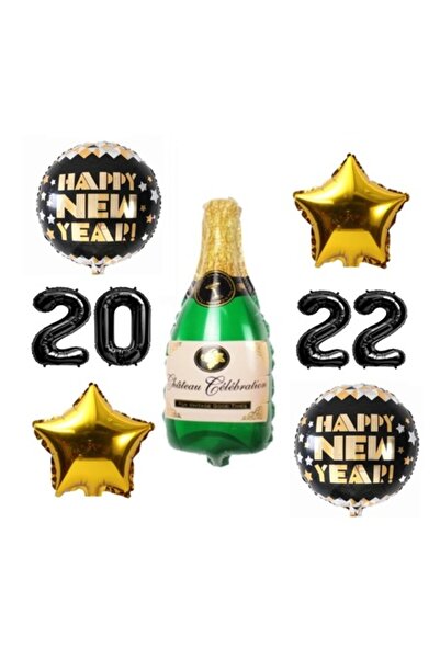 Domi Party & Gifts Set of 9 foil balloons - New Year's Eve 2022, champagne, b...