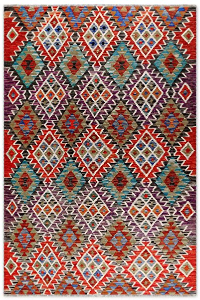 Pastel Home Renkli Anadolu Kilim Şönil Halı Yolluk Yıkanabilir Saçaklı Kaymaz...