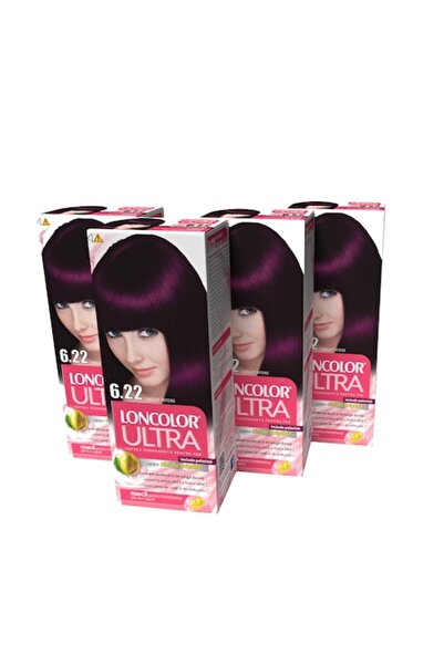 Loncolor Vopsea de păr ultrapermanentă, pachet 6.22 Violet intens, 400 ml x 4 buc.