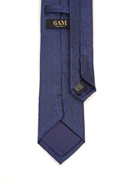 6AM Ceremony Classic navy blue tie with subtle geometric pattern