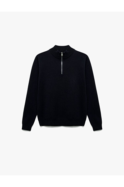 Koton Довгорукавний трикотажний светр з віскозною сумішшю та напівзастібкою