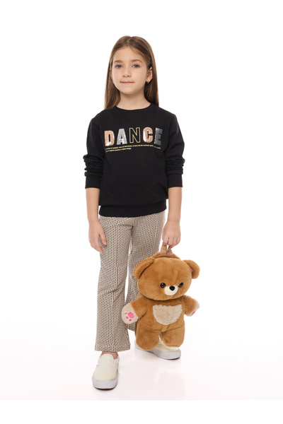 Victor and Jane By Styli Girls Black Embellished Sweatshirt