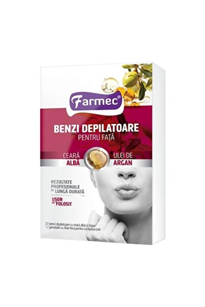Farmec Pachet 3 x Benzi depilatoare faciale cu argan, 2 utilizări, Aloe Vera,...