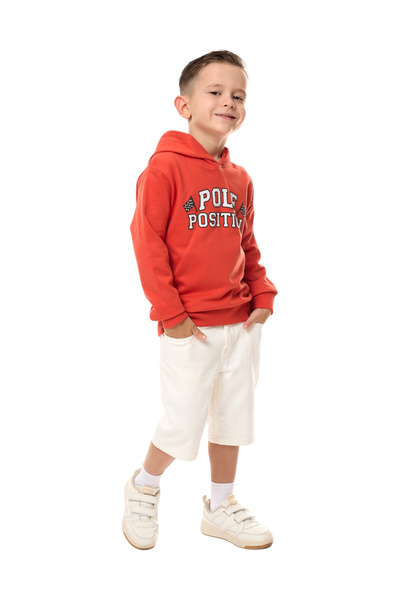 Victor and Jane By Styli Boys Red Pole Graphic Print Hoodie