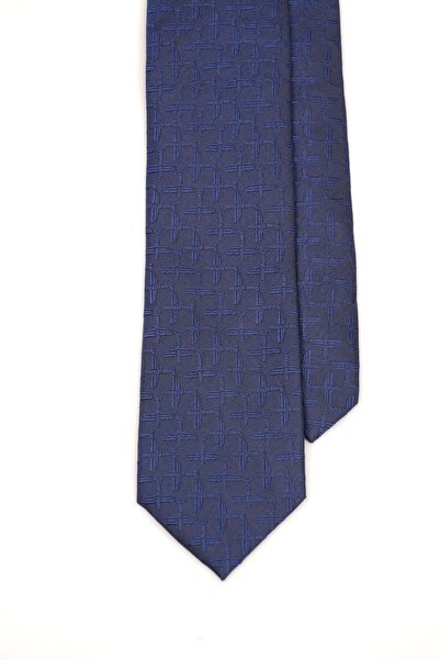 6AM Ceremony Cravată clasică bleumarin cu model geometric subtil