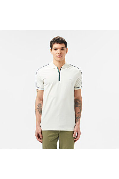 Lacoste Erkek Slim Fit Yarım Fermuarlı Beyaz Polo
