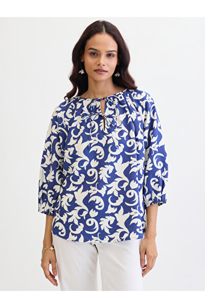 Femmella By Styli Blue All Over Print Relaxed Fit Top