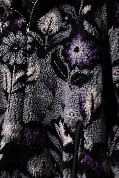 Slatra Men's Garnished Full Zip Lined Oversize Plush Sweatshirt