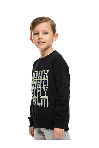 Victor and Jane By Styli Boys Black Round Neck Sweatshirt