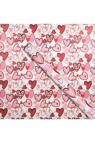 OEM Rolă de hârtie de împachetat roz cu model de inimă 150x70cm