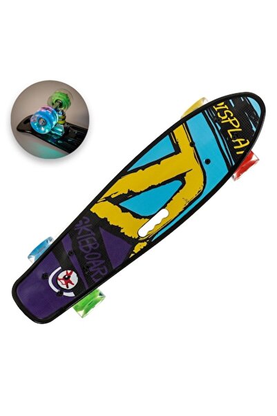 OEM Blue yellow aluminum pennyboard skate with handle & LED 56x14cm