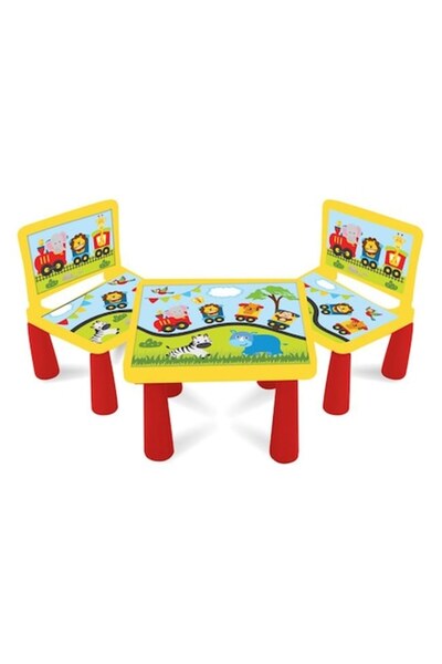 OEM Masă din plastic cu model, 2 scaune, multicoloră