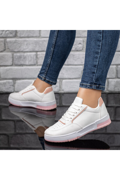 BMoD Women's white and pink sneakers with laces MOD09716