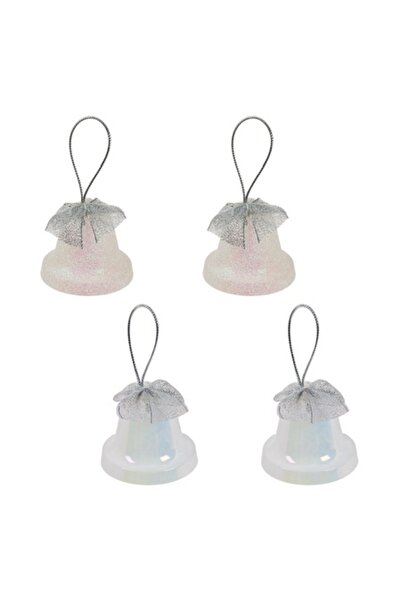 OEM Set of Christmas ornaments - white iridescent matte bell with glitter 6cm...