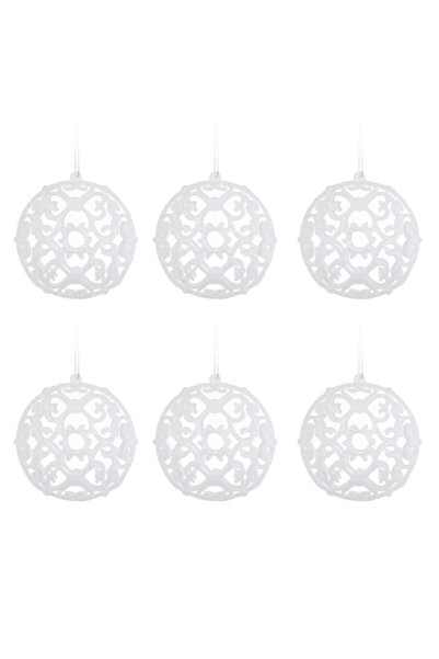 SHOPIENS Set globuri de Crăciun albe cu sclipici 6cm - 6 buc