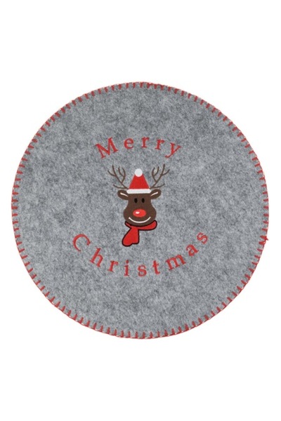 SHOPIENS Covoraș de Crăciun din fetru, gri, cu figurină ren „Crăciun fericit”...