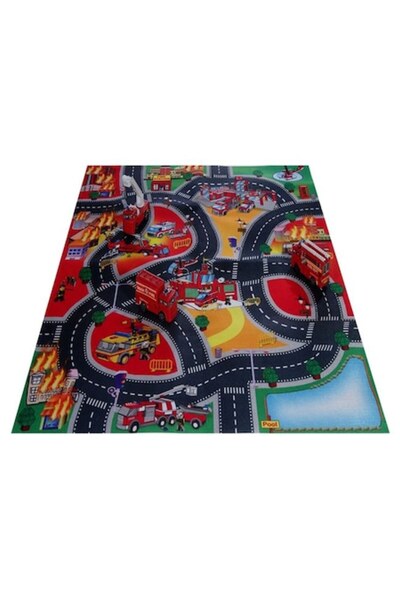 OEM Covor de joacă cu vehicule de pompieri pentru copii 80x70 cm