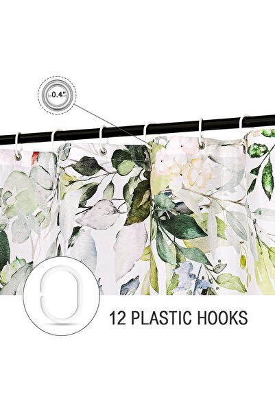 Jiffy Green Eucalyptus Shower Curtain, Bathroom Curtain Waterproof Anti-Mold Fashion Curtain Leave