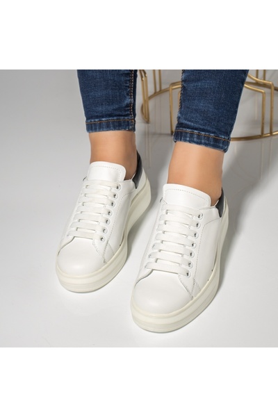 BMoD Women's white leather sneakers with laces MOD03628