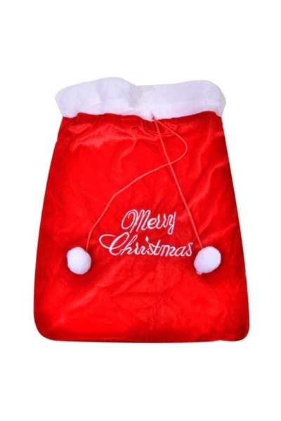 SHOPIENS Pungă cadou de Crăciun, roșie și albă, „Crăciun fericit”, 35 x 43 cm