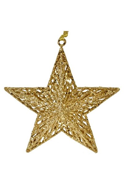 SHOPIENS Stea aurie pentru decorarea bradului de Crăciun cu sclipici, 18 cm