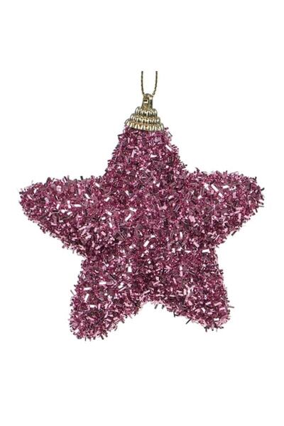 SHOPIENS Ornament de Crăciun Stea, Spumă cu Bețișor Roz, 9 cm