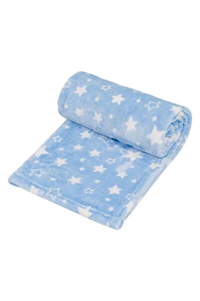 OEM Velvety Sky-Blue Stars Baby Blanket 100x75cm