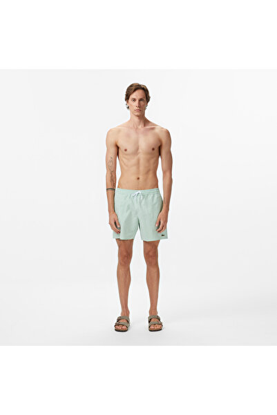 Lacoste Erkek Çizgili Yeşil Deniz Şortu