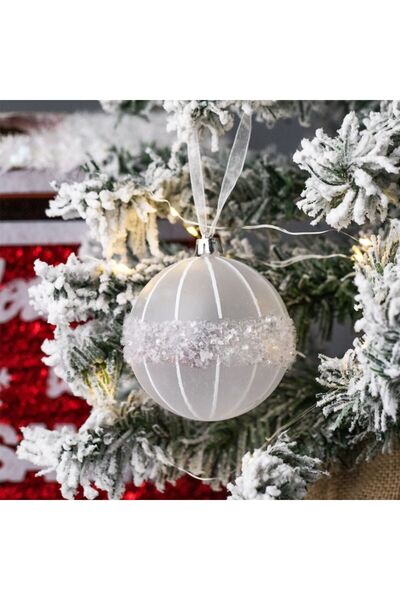 OEM Christmas tree ornament transparent frosty & tinsel globe ø8cm