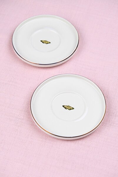 tabakevi طبق شاي من البورسلين مطلي بالذهب من تاباك إيفي، تصميم فراشة، 12.5 سم، عبوة من قطعتين