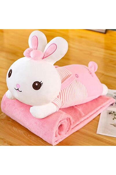 Tescomak Set pătură și pernă pentru copii, jucărie de pluș iepuraș, roz extra...