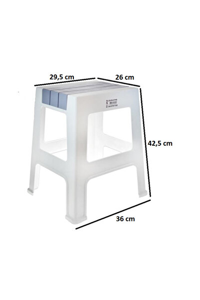 SEYDİ Çelik Ayna Zilkale Büyük Boy Çok Amaçlı Dayanıklı Tabure Beyaz+ Gri