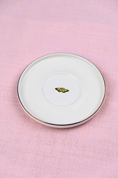 tabakevi طبق شاي من البورسلين مطلي بالذهب الطبيعي من تاباك إيفي، تصميم فراشة، 12.5 سم، قطعة واحدة