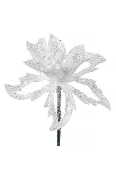 SHOPIENS Flori decorative de Crăciun albe 16cm