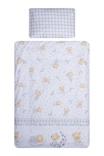 Beberoyal Set de lenjerie de pat din bumbac, 3 piese, pentru saltea 120 x 60 cm, Bear Dreams White, Beberoyal, LJ-003-107