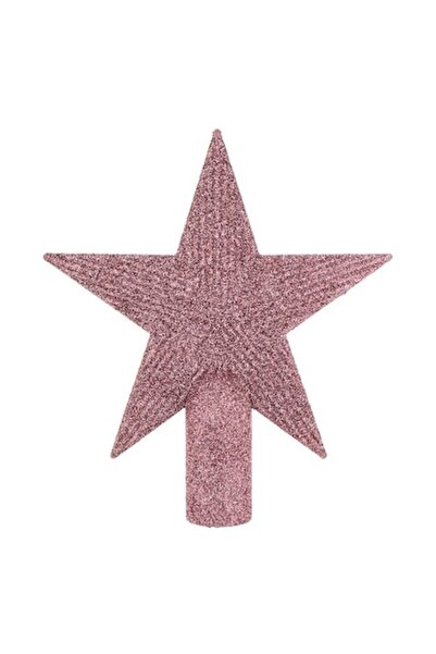 SHOPIENS Top pentru brad cu stea roz și sclipici, 15 cm, plastic