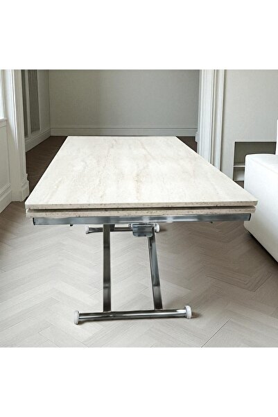 SEHPAM AKILLI Yan Baştan Açılır Akıllı Yemek Masası Oval Mdf Tabla Alt Mekanizma Demir