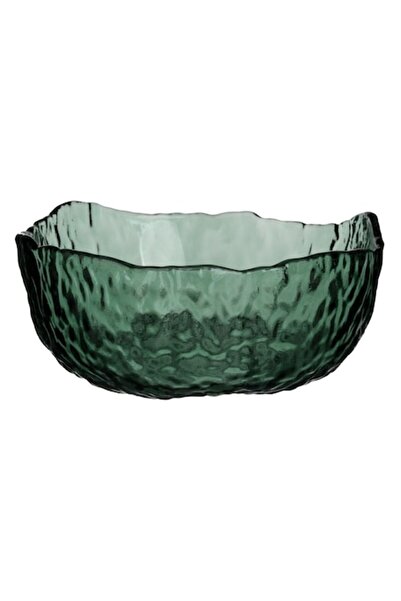 OEM Bol din sticlă verde fumurie cu model în relief 370 ml