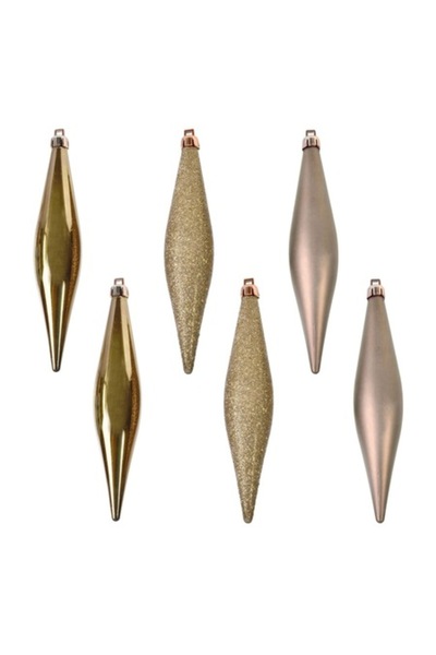 SHOPIENS Set de ornamente de Crăciun în formă de țurțuri, bej mat și sclipici...