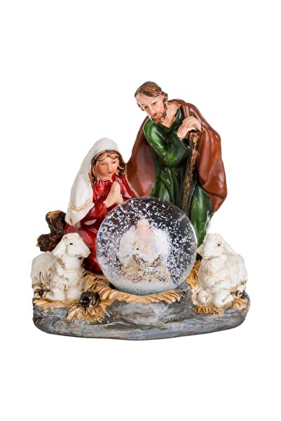 OEM Decorative Christmas snow globe - Nativity scene, grey sheep base, 10 cm