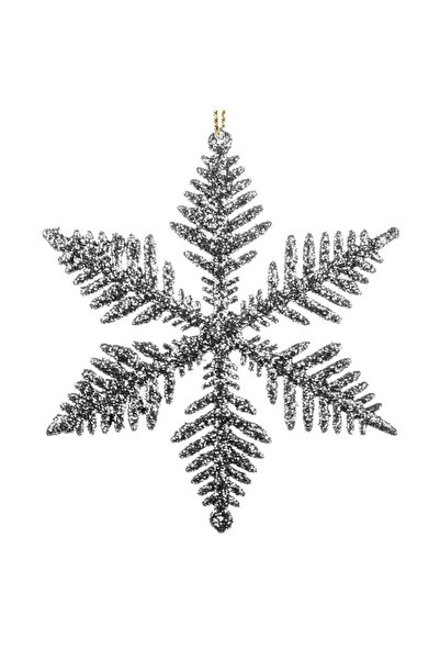 SHOPIENS Set of Christmas tree ornaments - silver glitter snowflakes 10cm (5 pcs)