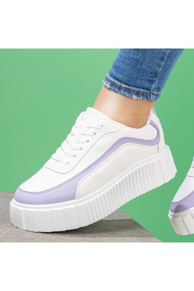 BMoD Women's white and purple sneakers with laces MOD06311