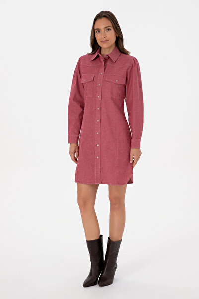 U.S. Polo Assn. Kadın Koyu Frambuaz Dokuma Elbise 50308597-VR104