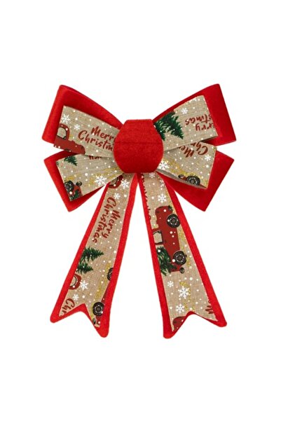 SHOPIENS Двуспален кадифе коледна декоративна панделка, червена и бежова, 30 см