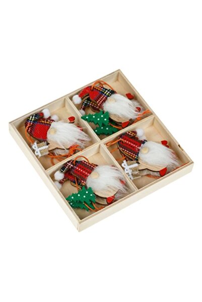 OEM Set of 8 wooden Christmas tree ornaments, 2 models, gnome figurines, 6 cm