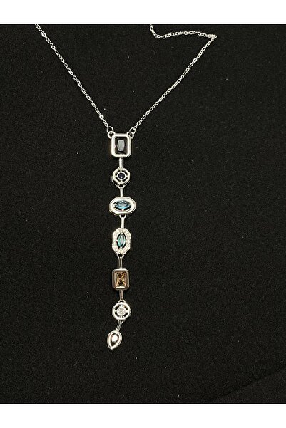 ZARELİA JEWELRY قلادة فضية من الفولاذ مكونة من 7 عناصر